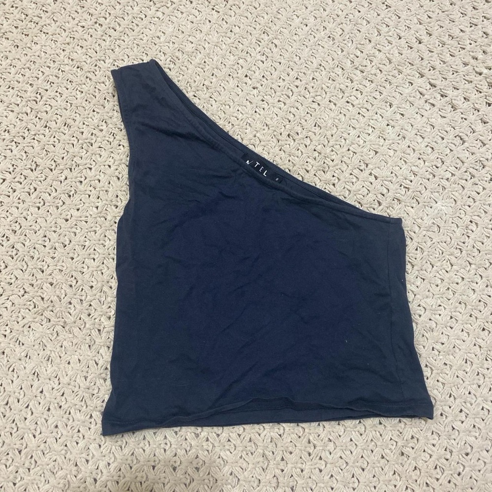 Motel Rocks Dark Blue Asymmetrical Crop Top